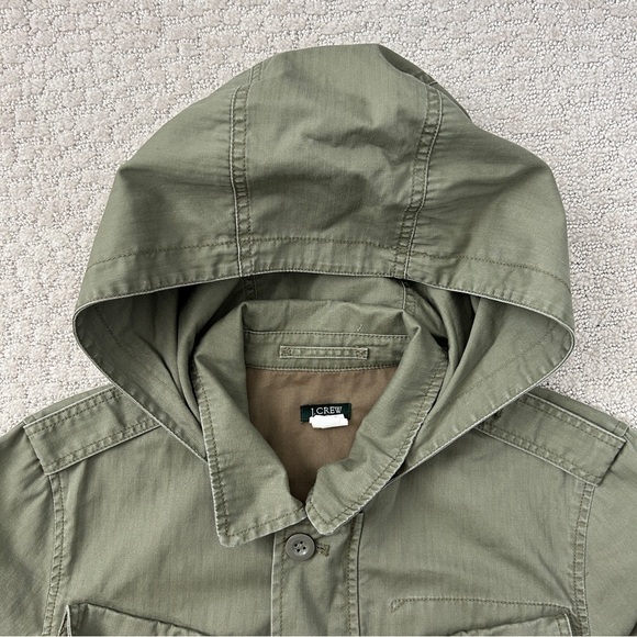 J Crew Factory Jacket Women M Utility Full Zip Hooded Big Pockets Olive Green - Picture 3 of 11